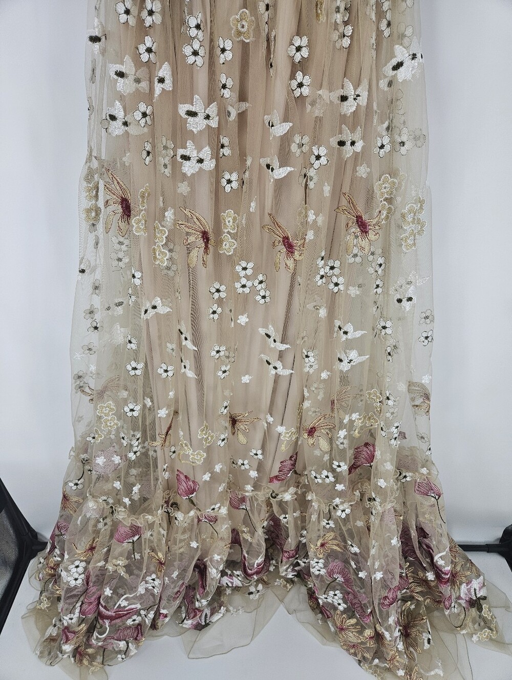 Zebu Be You Spring Meadow Blush Floral Applique Maternity Tulle Boho Gown Dress - Picture 5 of 13